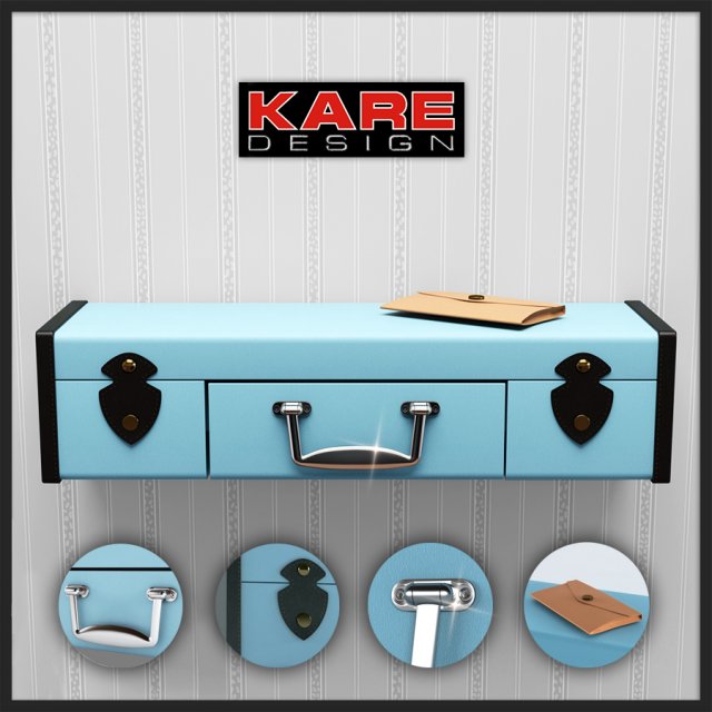 shelfkarewall shelf suitcaselight blue1drw 3D Model .c4d .max .obj .3ds .fbx .stl .blend 