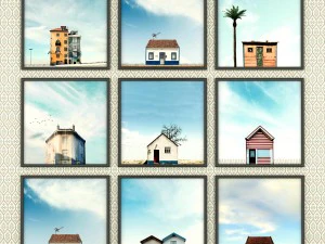 um conjunto de fotos de casas portuguesas solit&aacute;rias - solit&aacute;rias Modelo 3D