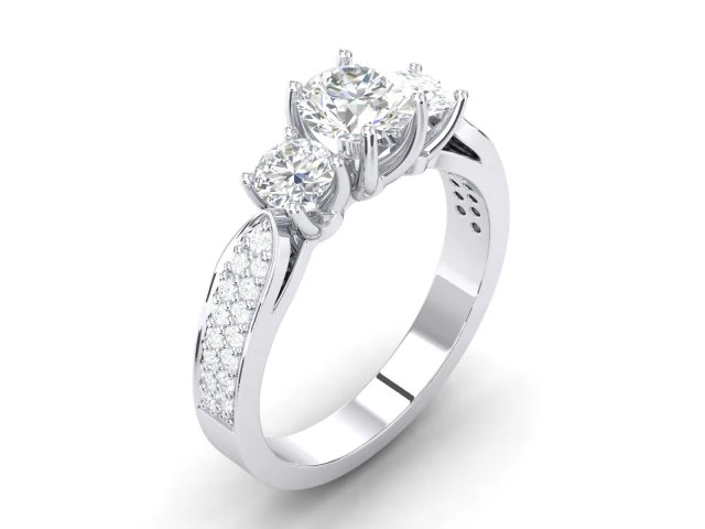 three diamonds ring 3D Print Model .c4d .max .obj .3ds .fbx .stl .blend 