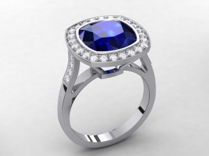 blue sapphire halo ring 3D Print Model