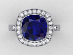 blue sapphire halo ring 3D-printmodel