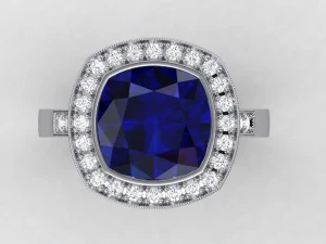blue sapphire halo ring 3D Print Model