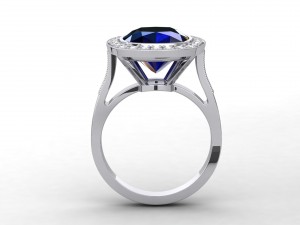 blue sapphire halo ring 3D-printmodel