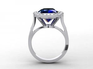 blue sapphire halo ring 3D Print Model