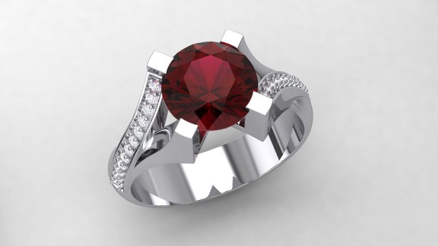 round garnet ring Model do druku 3D .c4d .max .obj .3ds .fbx .stl .blend 
