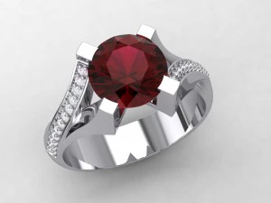 圆形石榴石戒指 3D 打印模型