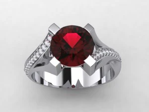 round garnet ring 3D Print Model