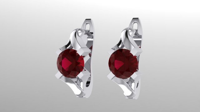 round garnet earrings 3D Print Model .c4d .max .obj .3ds .fbx .lwo .lw .lws