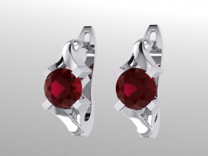 round garnet earrings 3D Print Model