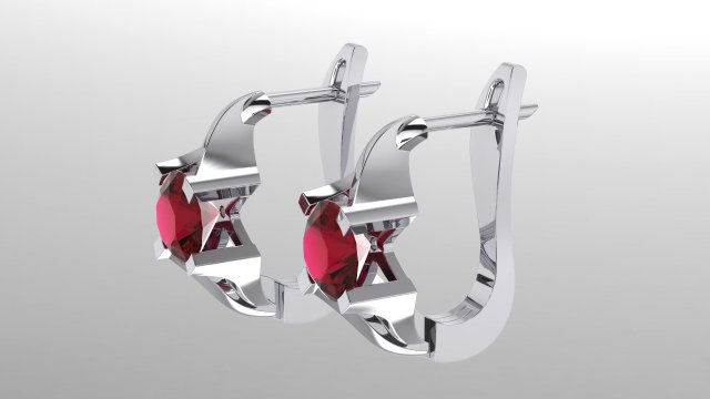 Download round garnet earrings 3D Model