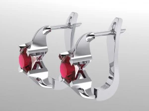 round garnet earrings 3D Print Model