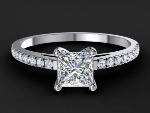 engagement princess diamond ring Modèles 3D en vedette
