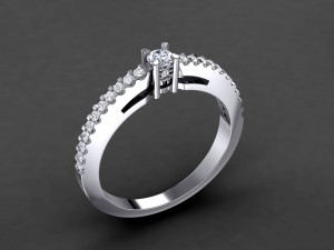engagement ring 3 mm round diamond 3D Print Model