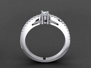 engagement ring 3 mm round diamond 3D Принт Модель