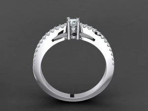 engagement ring 3 mm round diamond 3D Print Model