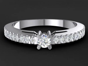 engagement ring 3 mm round diamond 3D Print Model