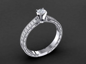 engraved mikropave engagement ring 3D Print Model