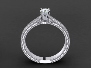 engraved mikropave engagement ring 3D प्रिंट मॉडल