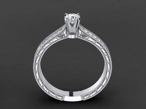 engraved mikropave engagement ring 3D Print Model
