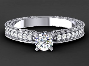 engraved mikropave engagement ring 3D प्रिंट मॉडल