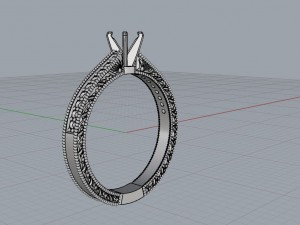 engraved mikropave engagement ring 3D प्रिंट मॉडल