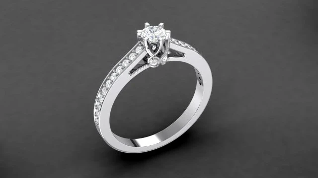 engagement ring round 4mm diamond 3D Print Model .c4d .max .obj .3ds .fbx .stl .blend