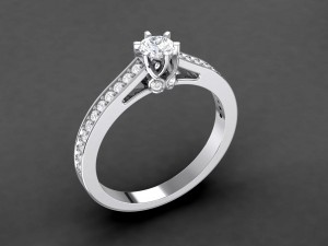 engagement ring round 4mm diamond 3D Print Model
