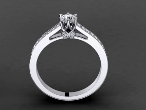 engagement ring round 4mm diamond 3D Druckmodell