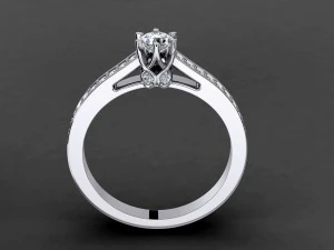 engagement ring round 4mm diamond 3D Print Model