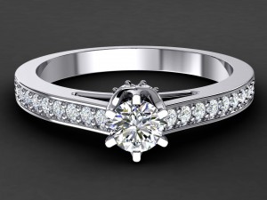 engagement ring round 4mm diamond 3D Druckmodell