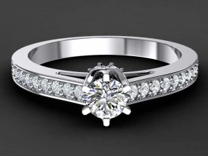 engagement ring round 4mm diamond 3D Print Model