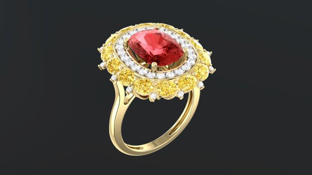 red sapphire cushion ring 3D 打印模型 .c4d .max .obj .3ds .fbx .stl .blend 