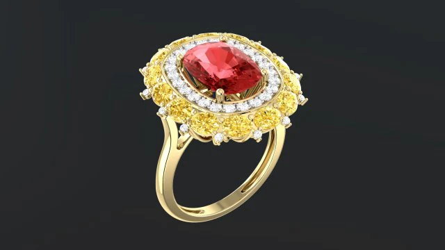 red sapphire cushion ring 3D Print Model .c4d .max .obj .3ds .fbx .stl .blend