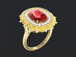 red sapphire cushion ring 3D Print Model