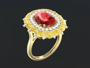 каблучка-подушка з червоним сапфіром 3D Принт Модель