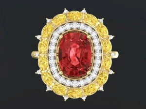red sapphire cushion ring 3D Print Model