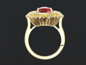 red sapphire cushion ring 3D 打印模型