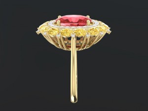 red sapphire cushion ring 3D 打印模型