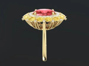 red sapphire cushion ring 3D Print Model