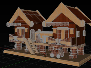 pequena casa de madeira Modelo 3D