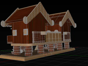 pequena casa de madeira Modelo 3D