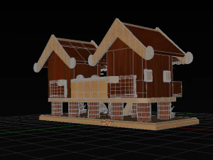 pequena casa de madeira Modelo 3D