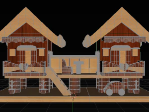 pequena casa de madeira Modelo 3D