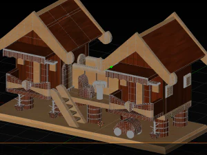 pequena casa de madeira Modelo 3D