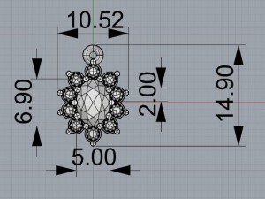 pendant with oval and round gems Model 3D