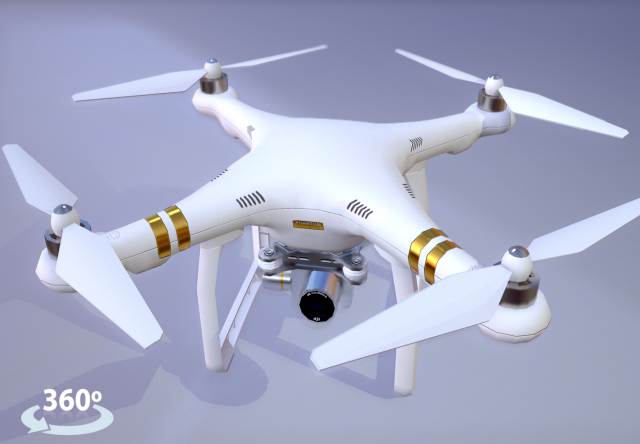 quadrocopters - phantom low poly 3D-Modell .c4d .max .obj .3ds .fbx .stl .blend 