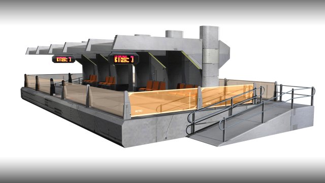 scifi tram station 3D Model .c4d .max .obj .3ds .fbx .stl .blend 