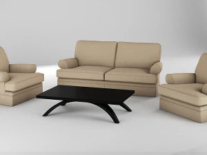 realistic sofa collection arm chair and two seater sofa 3D Model