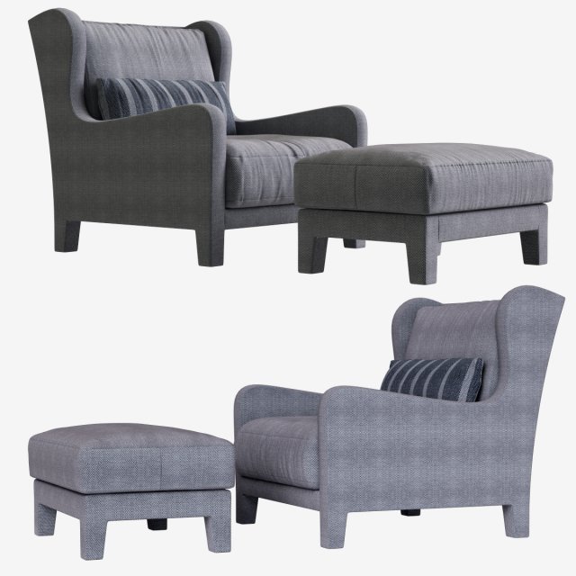 armchair foster soft meridiani h90 x l88 x d97 3D Модель .c4d .max .obj .3ds .fbx .stl .blend 