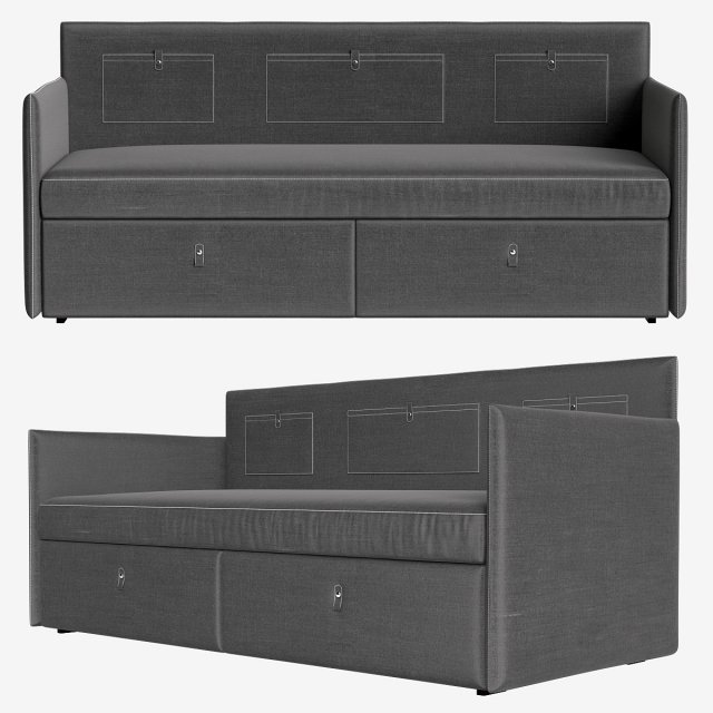sofa gramercy home french bed 3D 모델 .c4d .max .obj .3ds .fbx .stl .blend 